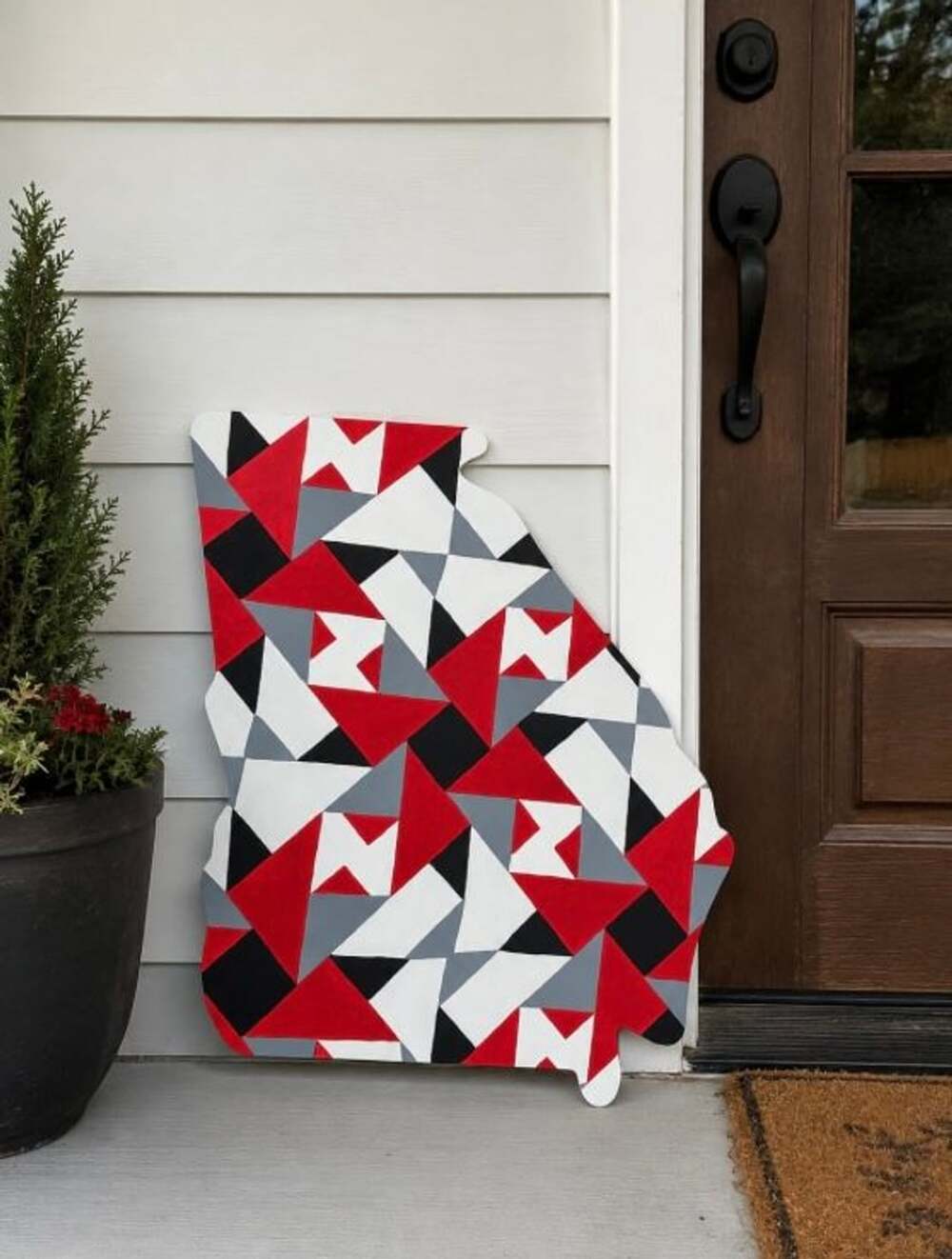 State of Georgia Shaped Geometric Wooden Wall Art Sign